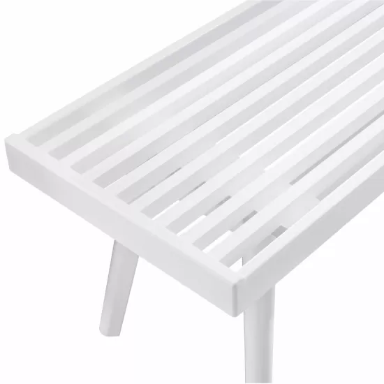 Larwich Solid Wood Slatted Bench, 41.30-Inch Long, White Larwich Solid Wood Slatted Bench, 41.30-Inch Long, White
