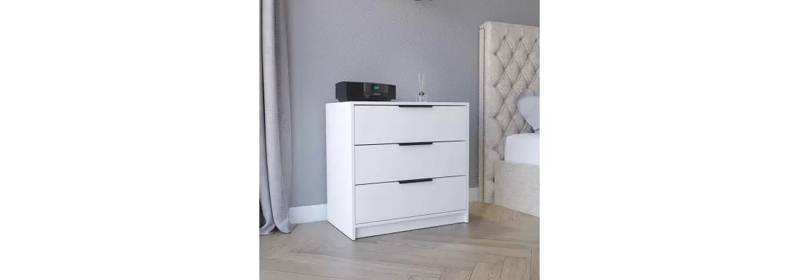 Modern White Kaia 3-Drawer Dresser with Superior Top for Stylish Bedroom Storage Modern White Kaia 3-Drawer Dresser with Superior Top for Stylish Bedroom Storage