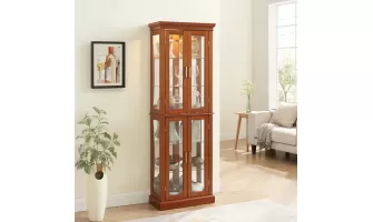   

Enhance Your Display with the Walnut 6-Tier Lighted Curio Cabinet Featuring Adjustable Shelves and Mirrored Back