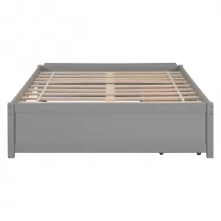 Full Size Bed with Storage Case, 2 Storage drawers, Lengthwise Support Slat,Grey