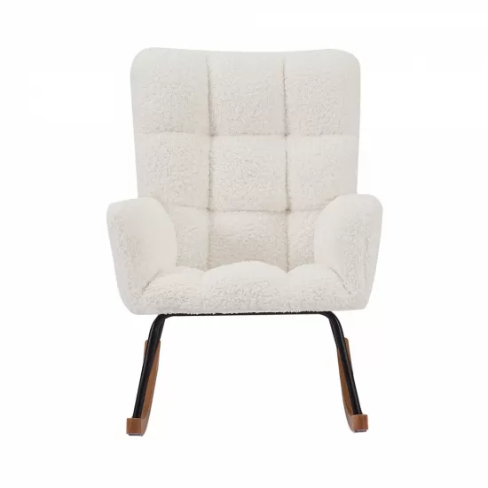 Leisure Sofa Glider Chair, Comfy Upholstered Lounge Chair with High Backrest, for Nursing Baby, Reading, Napping Beige Leisure Sofa Glider Chair, Comfy Upholstered Lounge Chair with High Backrest, for Nursing Baby, Reading, Napping Beige