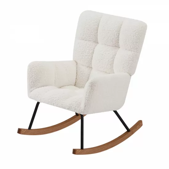 Leisure Sofa Glider Chair, Comfy Upholstered Lounge Chair with High Backrest, for Nursing Baby, Reading, Napping Beige Leisure Sofa Glider Chair, Comfy Upholstered Lounge Chair with High Backrest, for Nursing Baby, Reading, Napping Beige