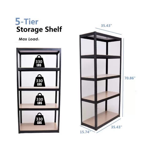 Storage Shelves - 5 Tier Adjustable Garage Storage Shelving, Heavy Duty Metal Storage Utility Rack Shelf Unit for Warehouse Pantry Closet Kitchen, 23.6 Inch x 15.7 Inch x 47.2 Inch, Black Storage Shelves - 5 Tier Adjustable Garage Storage Shelving, Heavy Duty Metal Storage Utility Rack Shelf Unit for Warehouse Pantry Closet Kitchen, 23.6 Inch x 15.7 Inch x 47.2 Inch, Black