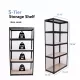 Storage Shelves - 5 Tier Adjustable Garage Storage Shelving, Heavy Duty Metal Storage Utility Rack Shelf Unit for Warehouse Pantry Closet Kitchen, 23.6 Inch x 15.7 Inch x 47.2 Inch, Black Storage Shelves - 5 Tier Adjustable Garage Storage Shelving, Heavy Duty Metal Storage Utility Rack Shelf Unit for Warehouse Pantry Closet Kitchen, 23.6 Inch x 15.7 Inch x 47.2 Inch, Black