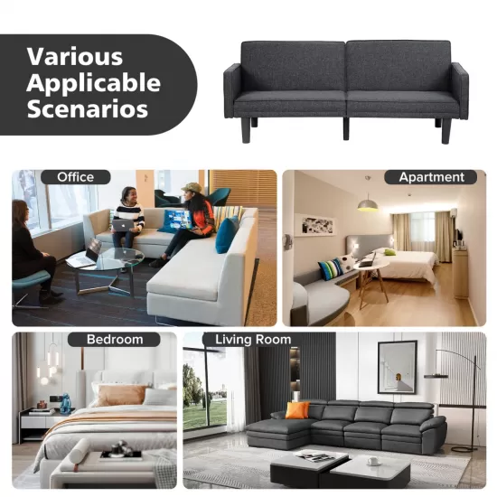 Futon Sofa Bed Convertible Sectional Sleeper Couch, Loveseat Bed with Tapered Legs for Living Room, Study, Dorm, Office Futon Sofa Bed Convertible Sectional Sleeper Couch, Loveseat Bed with Tapered Legs for Living Room, Study, Dorm, Office