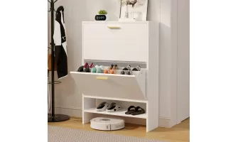Modern 2-Tier Flip Door Shoe Cabinet for Organized Entryways