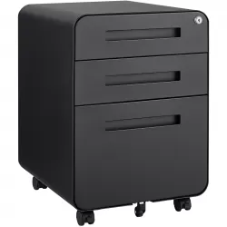 3 Drawer Mobile File Cabinet Under Desk Office,Simple Style Versatile Storage Cabinet for Legal/Letter/A4 Files, 5 Wheel Design Anti-Tilting Cold Rolled Steel Waterproof Moisture-Proof Black