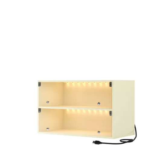 Off white Glass Door Shoe Box Shoe Storage Cabinet For Sneakers With RGB Led Light Off white Glass Door Shoe Box Shoe Storage Cabinet For Sneakers With RGB Led Light