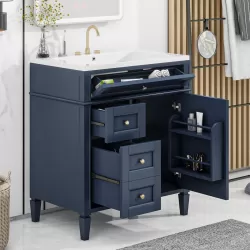 30'' Bathroom Vanity with Top Sink, Modern Bathroom Storage Cabinet with 2 Drawers and a Tip-out Drawer, Single Sink Bathroom Vanity 30'' Bathroom Vanity with Top Sink, Modern Bathroom Storage Cabinet with 2 Drawers and a Tip-out Drawer, Single Sink Bathroom Vanity
