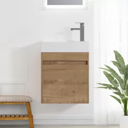 18'' Floating Wall-Mounted Bathroom Vanity with White Resin Sink & Soft-Close Cabinet Door 18'' Floating Wall-Mounted Bathroom Vanity with White Resin Sink & Soft-Close Cabinet Door