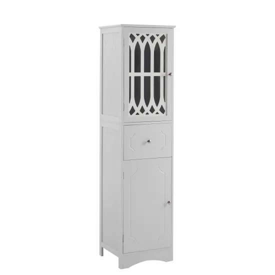 Tall Bathroom Cabinet, Freestanding Storage Cabinet with Drawer and Doors, MDF Board, Acrylic Door, Adjustable Shelf, White Tall Bathroom Cabinet, Freestanding Storage Cabinet with Drawer and Doors, MDF Board, Acrylic Door, Adjustable Shelf, White