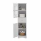 Tall Bathroom Cabinet, Freestanding Storage Cabinet with Drawer and Doors, MDF Board, Acrylic Door, Adjustable Shelf, White Tall Bathroom Cabinet, Freestanding Storage Cabinet with Drawer and Doors, MDF Board, Acrylic Door, Adjustable Shelf, White