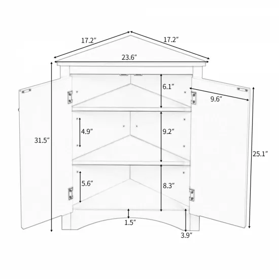 White Triangle Bathroom Storage Cabinet with Adjustable Shelves, Freestanding Floor Cabinet for Home Kitchen White Triangle Bathroom Storage Cabinet with Adjustable Shelves, Freestanding Floor Cabinet for Home Kitchen