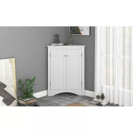 White Triangle Bathroom Storage Cabinet with Adjustable Shelves, Freestanding Floor Cabinet for Home Kitchen White Triangle Bathroom Storage Cabinet with Adjustable Shelves, Freestanding Floor Cabinet for Home Kitchen