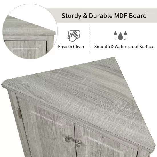 Oak Triangle Bathroom Storage Cabinet with Adjustable Shelves, Freestanding Floor Cabinet for Home Kitchen Oak Triangle Bathroom Storage Cabinet with Adjustable Shelves, Freestanding Floor Cabinet for Home Kitchen