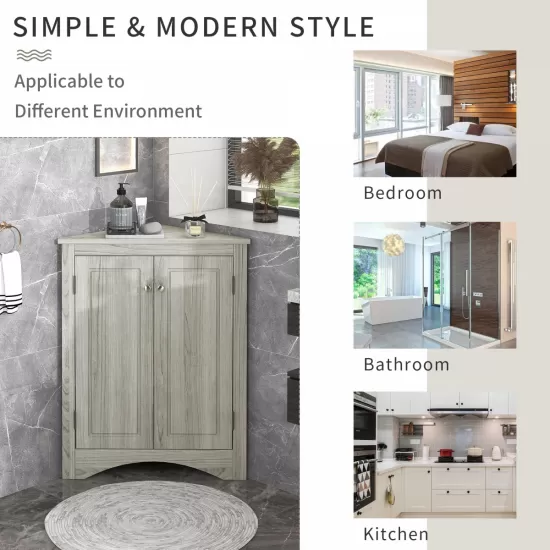Oak Triangle Bathroom Storage Cabinet with Adjustable Shelves, Freestanding Floor Cabinet for Home Kitchen Oak Triangle Bathroom Storage Cabinet with Adjustable Shelves, Freestanding Floor Cabinet for Home Kitchen