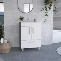 Clifton 2-Door Rectangle Single Bathroom Vanity White Clifton 2-Door Rectangle Single Bathroom Vanity White