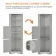 Tall Bathroom Corner Cabinet, Freestanding Storage Cabinet with Doors and Adjustable Shelves, MDF Board, Gray Tall Bathroom Corner Cabinet, Freestanding Storage Cabinet with Doors and Adjustable Shelves, MDF Board, Gray