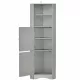 Tall Bathroom Corner Cabinet, Freestanding Storage Cabinet with Doors and Adjustable Shelves, MDF Board, Gray Tall Bathroom Corner Cabinet, Freestanding Storage Cabinet with Doors and Adjustable Shelves, MDF Board, Gray