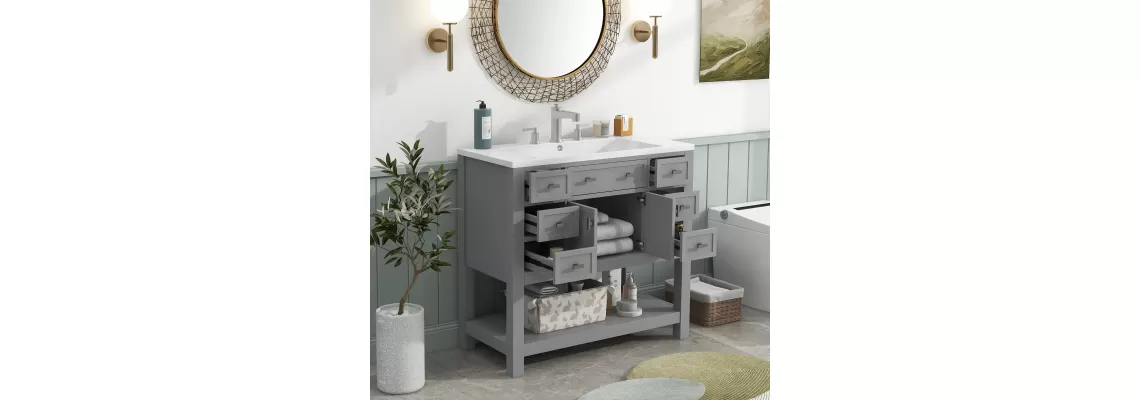 Modern 36 Bathroom Vanity with Top Sink and Ample Storage – A Stylish and Functional Upgrade for Your Bathroom Modern 36 Bathroom Vanity with Top Sink and Ample Storage – A Stylish and Functional Upgrade for Your Bathroom