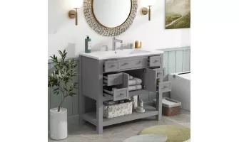 Modern 36 Bathroom Vanity with Top Sink and Ample Storage – A Stylish and Functional Upgrade for Your Bathroom