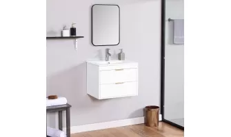 Modern 24 Inch Floating Bathroom Vanity with White Ceramic Sink and Drawer Storage for $198.56