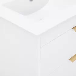 24 Inch floating wall mounted bathroom vanity with white ceramic sink and drawer storage 24 Inch floating wall mounted bathroom vanity with white ceramic sink and drawer storage