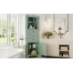 Green Triangle Tall Cabinet with 3 Drawers and Adjustable Shelves for Bathroom, Kitchen or Living Room, MDF Board with Painted Finish Green Triangle Tall Cabinet with 3 Drawers and Adjustable Shelves for Bathroom, Kitchen or Living Room, MDF Board with Painted Finish