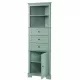 Green Triangle Tall Cabinet with 3 Drawers and Adjustable Shelves for Bathroom, Kitchen or Living Room, MDF Board with Painted Finish Green Triangle Tall Cabinet with 3 Drawers and Adjustable Shelves for Bathroom, Kitchen or Living Room, MDF Board with Painted Finish