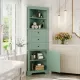 Green Triangle Tall Cabinet with 3 Drawers and Adjustable Shelves for Bathroom, Kitchen or Living Room, MDF Board with Painted Finish Green Triangle Tall Cabinet with 3 Drawers and Adjustable Shelves for Bathroom, Kitchen or Living Room, MDF Board with Painted Finish