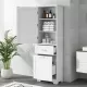 Tall Bathroom Storage Cabinet, Freestanding Storage Cabinet with Two Different Size Drawers and Adjustable Shelf, MDF Board with Painted Finish, White Tall Bathroom Storage Cabinet, Freestanding Storage Cabinet with Two Different Size Drawers and Adjustable Shelf, MDF Board with Painted Finish, White