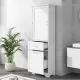 Tall Bathroom Storage Cabinet, Freestanding Storage Cabinet with Two Different Size Drawers and Adjustable Shelf, MDF Board with Painted Finish, White Tall Bathroom Storage Cabinet, Freestanding Storage Cabinet with Two Different Size Drawers and Adjustable Shelf, MDF Board with Painted Finish, White