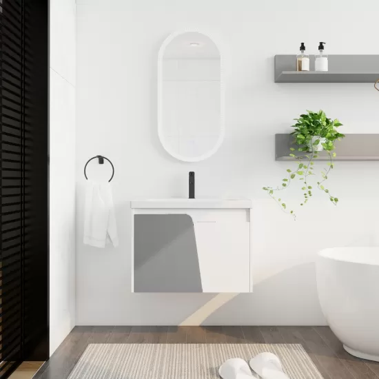 28 Inch Wall-Mounted Bathroom Vanity With Sink, For Small Bathroom (KD-Packing) 28 Inch Wall-Mounted Bathroom Vanity With Sink, For Small Bathroom (KD-Packing)