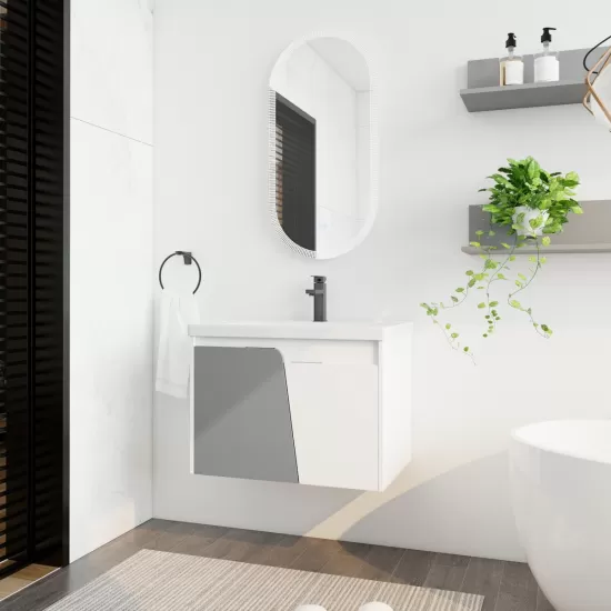 28 Inch Wall-Mounted Bathroom Vanity With Sink, For Small Bathroom (KD-Packing) 28 Inch Wall-Mounted Bathroom Vanity With Sink, For Small Bathroom (KD-Packing)