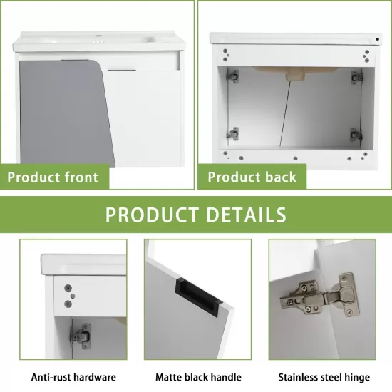 28 Inch Wall-Mounted Bathroom Vanity With Sink, For Small Bathroom (KD-Packing) 28 Inch Wall-Mounted Bathroom Vanity With Sink, For Small Bathroom (KD-Packing)