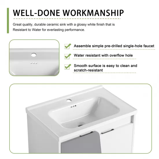 28 Inch Wall-Mounted Bathroom Vanity With Sink, For Small Bathroom (KD-Packing) 28 Inch Wall-Mounted Bathroom Vanity With Sink, For Small Bathroom (KD-Packing)