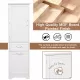 Tall Bathroom Storage Cabinet, Freestanding Storage Cabinet with Two Different Size Drawers and Adjustable Shelf, MDF Board with Painted Finish, White Tall Bathroom Storage Cabinet, Freestanding Storage Cabinet with Two Different Size Drawers and Adjustable Shelf, MDF Board with Painted Finish, White