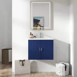 24 Inch Floating Wall Mounted Bathroom Vanity with White Porcelain Sink and Soft Close Doors 24 Inch Floating Wall Mounted Bathroom Vanity with White Porcelain Sink and Soft Close Doors