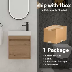 18'' Floating Wall-Mounted Bathroom Vanity with White Resin Sink & Soft-Close Cabinet Door 18'' Floating Wall-Mounted Bathroom Vanity with White Resin Sink & Soft-Close Cabinet Door
