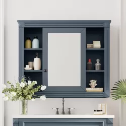 35'' x 28'' Wall Mounted Bathroom Storage Cabinet, Medicine Cabinet, Modern Bathroom Wall Cabinet with Mirror, Mirror Cabinet with 6 Open Shelves (Not Include Bathroom Vanity ) 35'' x 28'' Wall Mounted Bathroom Storage Cabinet, Medicine Cabinet, Modern Bathroom Wall Cabinet with Mirror, Mirror Cabinet with 6 Open Shelves (Not Include Bathroom Vanity )
