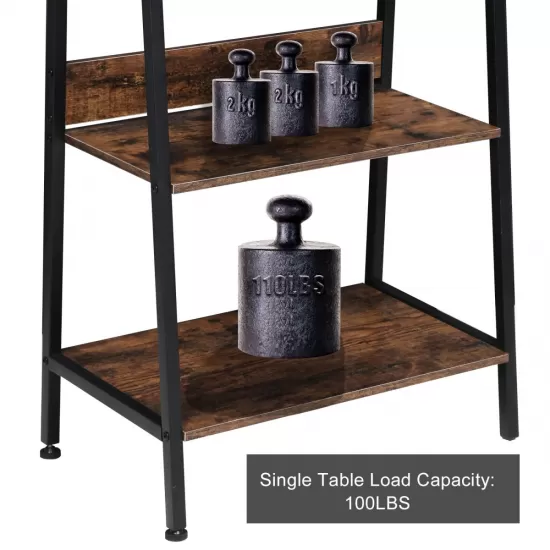 YSSOA 4-Tier Ladder Bookshelf Organizer, Rustic Brown Ladder Shelf for Home & Office, Wood Board & Metal Frame YSSOA 4-Tier Ladder Bookshelf Organizer, Rustic Brown Ladder Shelf for Home & Office, Wood Board & Metal Frame