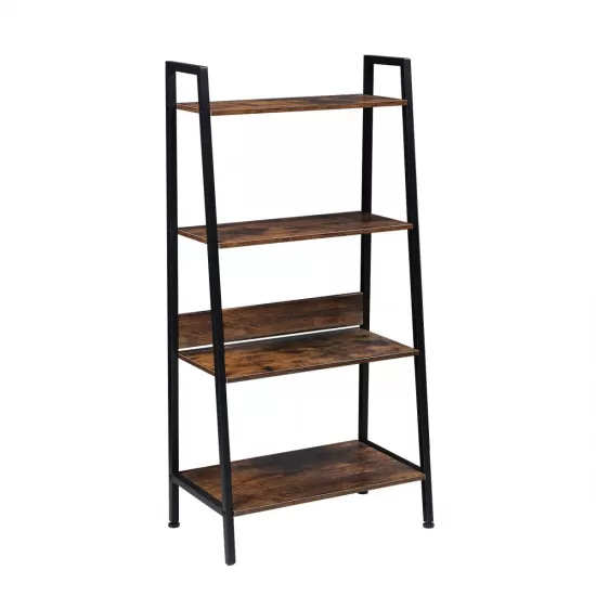 YSSOA 4-Tier Ladder Bookshelf Organizer, Rustic Brown Ladder Shelf for Home & Office, Wood Board & Metal Frame YSSOA 4-Tier Ladder Bookshelf Organizer, Rustic Brown Ladder Shelf for Home & Office, Wood Board & Metal Frame