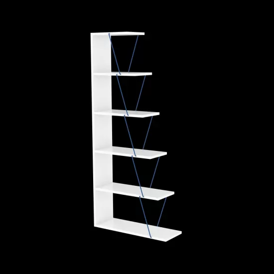 Furnish Home Store Modern 5 Tier Ladder Bookshelf Organizers, Narrow Bookshelf for Small Spaces Office Furniture Bookcase ,White/Blue Furnish Home Store Modern 5 Tier Ladder Bookshelf Organizers, Narrow Bookshelf for Small Spaces Office Furniture Bookcase ,White/Blue
