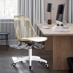 Modern Home Office Desk Chairs, Adjustable 360 °Swivel  Chair Engineering  Plastic Armless Swivel Computer  Chair With Wheels for Living Room, Bed Room Office Hotel Dining Room and Amber Brown Modern Home Office Desk Chairs, Adjustable 360 °Swivel  Chair Engineering  Plastic Armless Swivel Computer  Chair With Wheels for Living Room, Bed Room Office Hotel Dining Room and Amber Brown