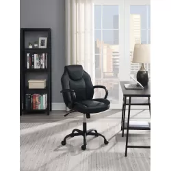 OFFICE CHAIR in Black Faux Leather