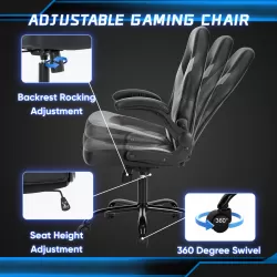 Sweetcrispy Gaming Chair - PU Leather Computer Chair Ergonomic Office Chair with Lumbar Support, Height Adjustable Rolling Desk Chairs with Flip-up Armrests Sweetcrispy Gaming Chair - PU Leather Computer Chair Ergonomic Office Chair with Lumbar Support, Height Adjustable Rolling Desk Chairs with Flip-up Armrests
