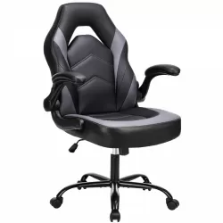 Sweetcrispy Gaming Chair - PU Leather Computer Chair Ergonomic Office Chair with Lumbar Support, Height Adjustable Rolling Desk Chairs with Flip-up Armrests Sweetcrispy Gaming Chair - PU Leather Computer Chair Ergonomic Office Chair with Lumbar Support, Height Adjustable Rolling Desk Chairs with Flip-up Armrests