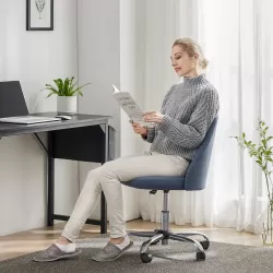 Sweetcrispy Armless Home Office  Desk Chair with Wheels Adjustable Swivel Task Computer Vanity Chair for Small Spaces Sweetcrispy Armless Home Office  Desk Chair with Wheels Adjustable Swivel Task Computer Vanity Chair for Small Spaces