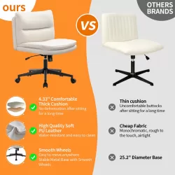 Office Chair Armless Desk Chair with Wheels, PU Padded Wide Seat Home Office Chairs, 120° Rocking Mid Back Cute Computer Chair for Bedroom, Vanity, Makeup Office Chair Armless Desk Chair with Wheels, PU Padded Wide Seat Home Office Chairs, 120° Rocking Mid Back Cute Computer Chair for Bedroom, Vanity, Makeup