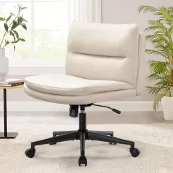 Office Chair Armless Desk Chair with Wheels, PU Padded Wide Seat Home Office Chairs, 120° Rocking Mid Back Cute Computer Chair for Bedroom, Vanity, Makeup Office Chair Armless Desk Chair with Wheels, PU Padded Wide Seat Home Office Chairs, 120° Rocking Mid Back Cute Computer Chair for Bedroom, Vanity, Makeup